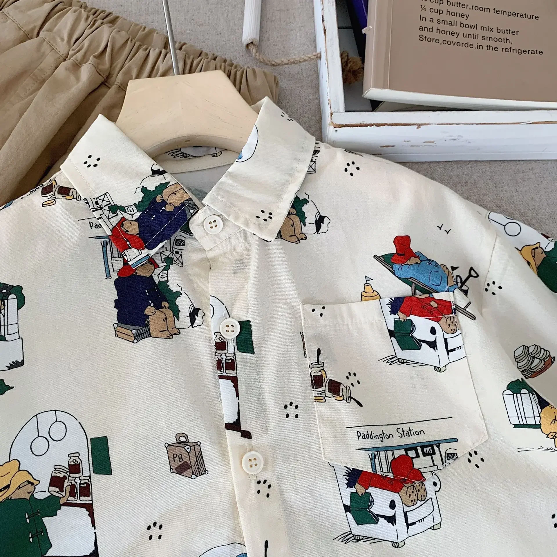 Boys Girls Spring Autumn Casual Print Long Sleeve Cotton Blouse
