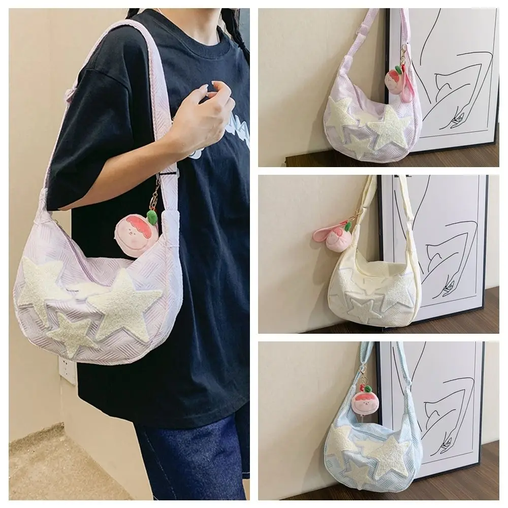 

Сумка на плечо в полоску со звездами, милый мессенджер с кулоном в виде звезды, вместительная сумочка-тоут через плечо с пентаграммой, уличная одежда