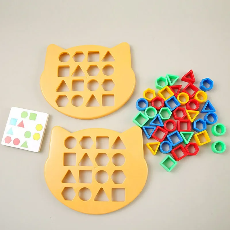Children's Color Geometric Shape Matching Hand-eye Coordination Kids Thinking Training Concentration Parent-child Tabletop Game