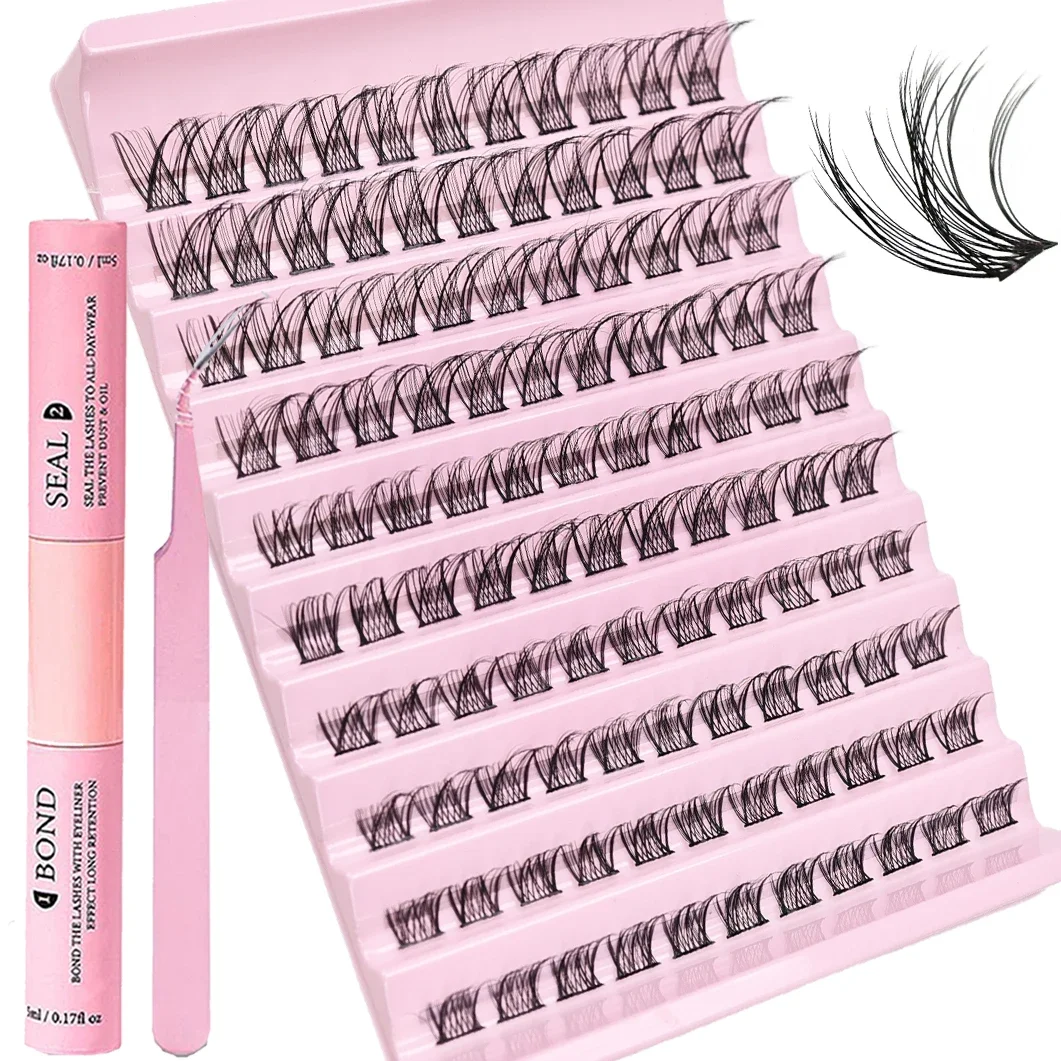 DIY Eyelash Extension Kit 110pcs Individual Lashes Cluster 30D40D 8-16mm Mix Lash Clusters Bond and Seal and Lash Applicator for fake eyelashes lash extension kit eyelash set brow and lash kit