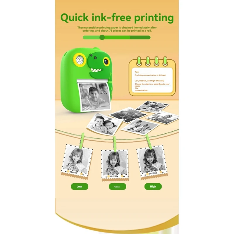 XB-Kids Camera Instant Print Mini Printer 2.4 Inch Screen 12MP 1080P HD Video Camera Kids Instant Digital