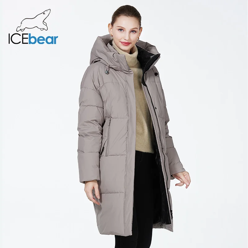 ICEbear-Cotton Windproof Padded Jacket for Women, Casual Coat, Long Parka, Windproof, 2023, GWD3757I 3