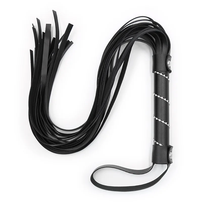 63CM PU Leather Training Horse Whips ,Rivet Reinforcement Handle Inlay Artificial Diamond,Submissive Riding Horse Whip 6