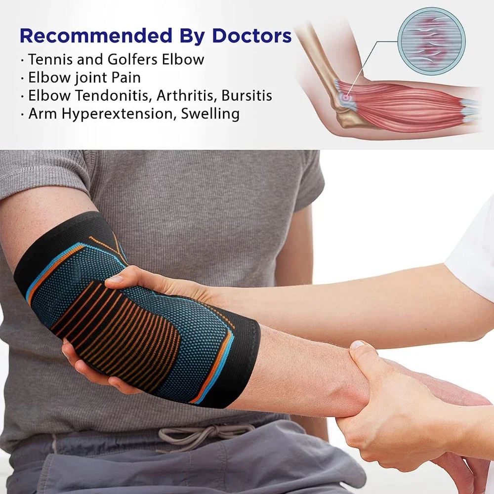 Elbow Brace Compression Support Sleeve for Tendonitis Tennis Elbow Golf Elbow Treatment Reduce Joint Pain