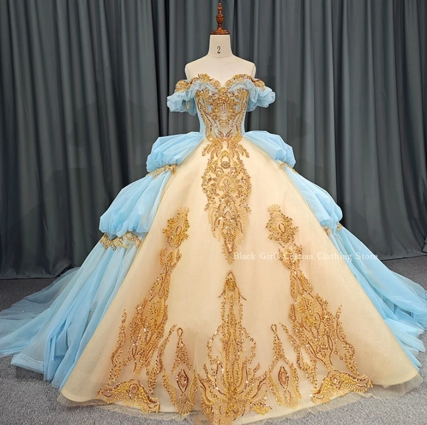 Customised Ball Gowns Quinceanera Dress Dreamy Strapless Bone Encrusted Crystal Applique Lace Pleated vestidos para festas