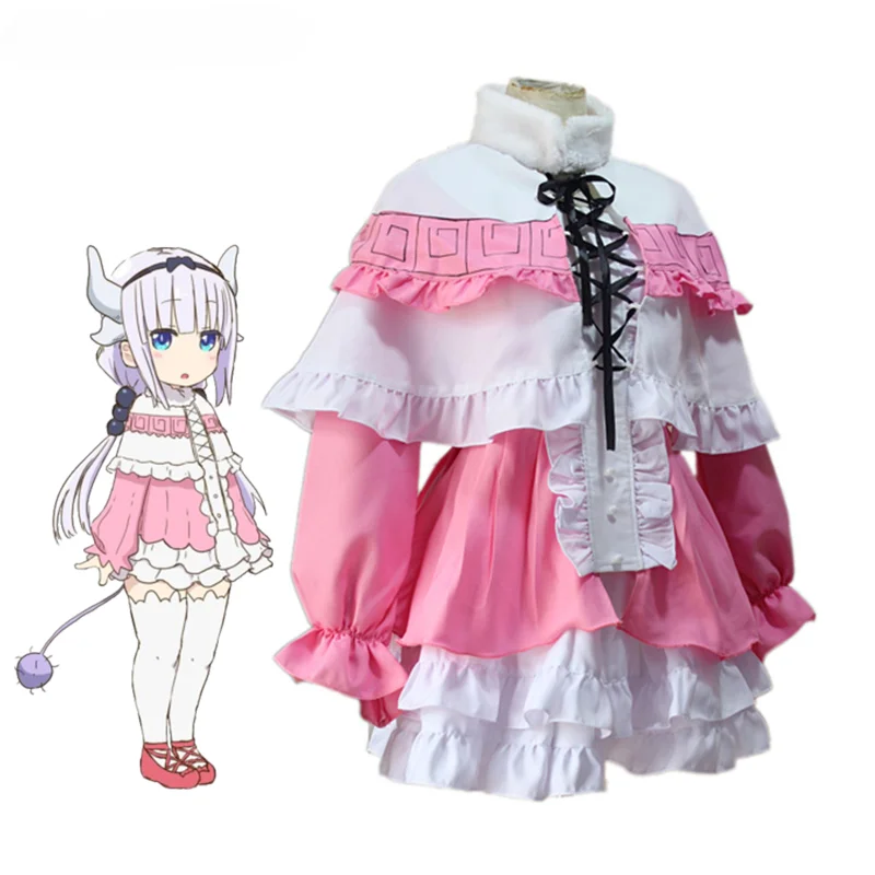 

Kanna Kamui Cosplay Costume Kawaii Lolita Skirt Set Anime Maid Outfit Shirt Miss Kobayashi's Dragon Maid Apron Dress Uniform