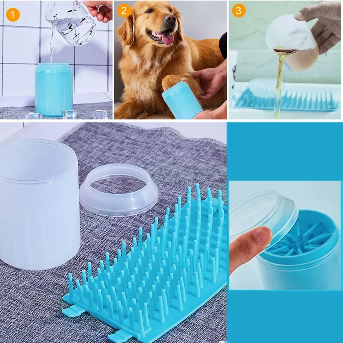 Dog Paw Cleaner Dog Paw Washer Cup Lightweight Cat Plunger Mud Cleaner Portable Soft Brush Pet Foot Washer Dog Foot Washer