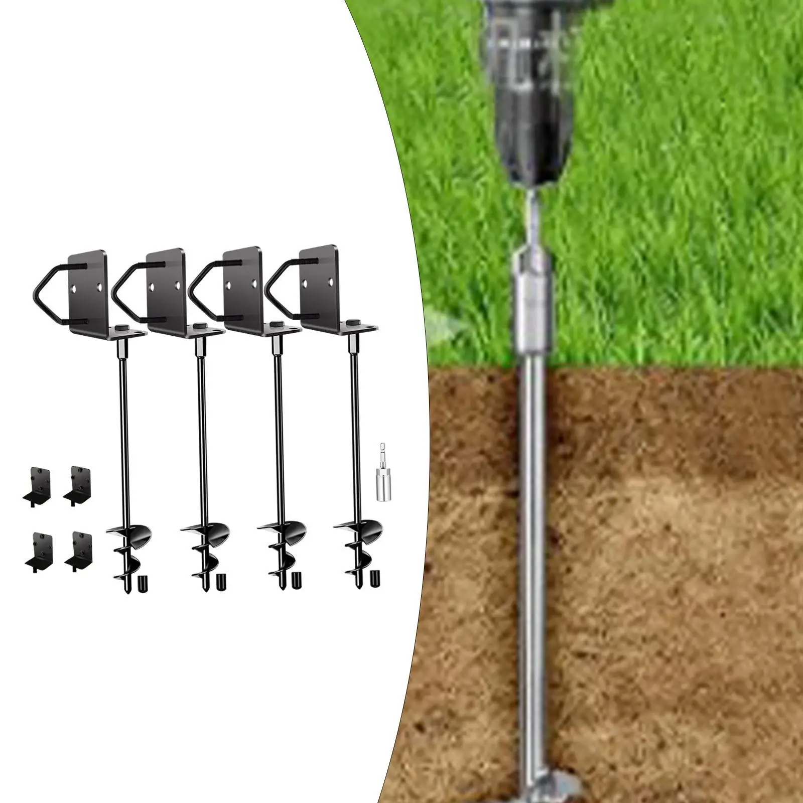 Shed Anchor Ground Anchors Screw in Set for Outdoor Sturdy Professional 4Pcs