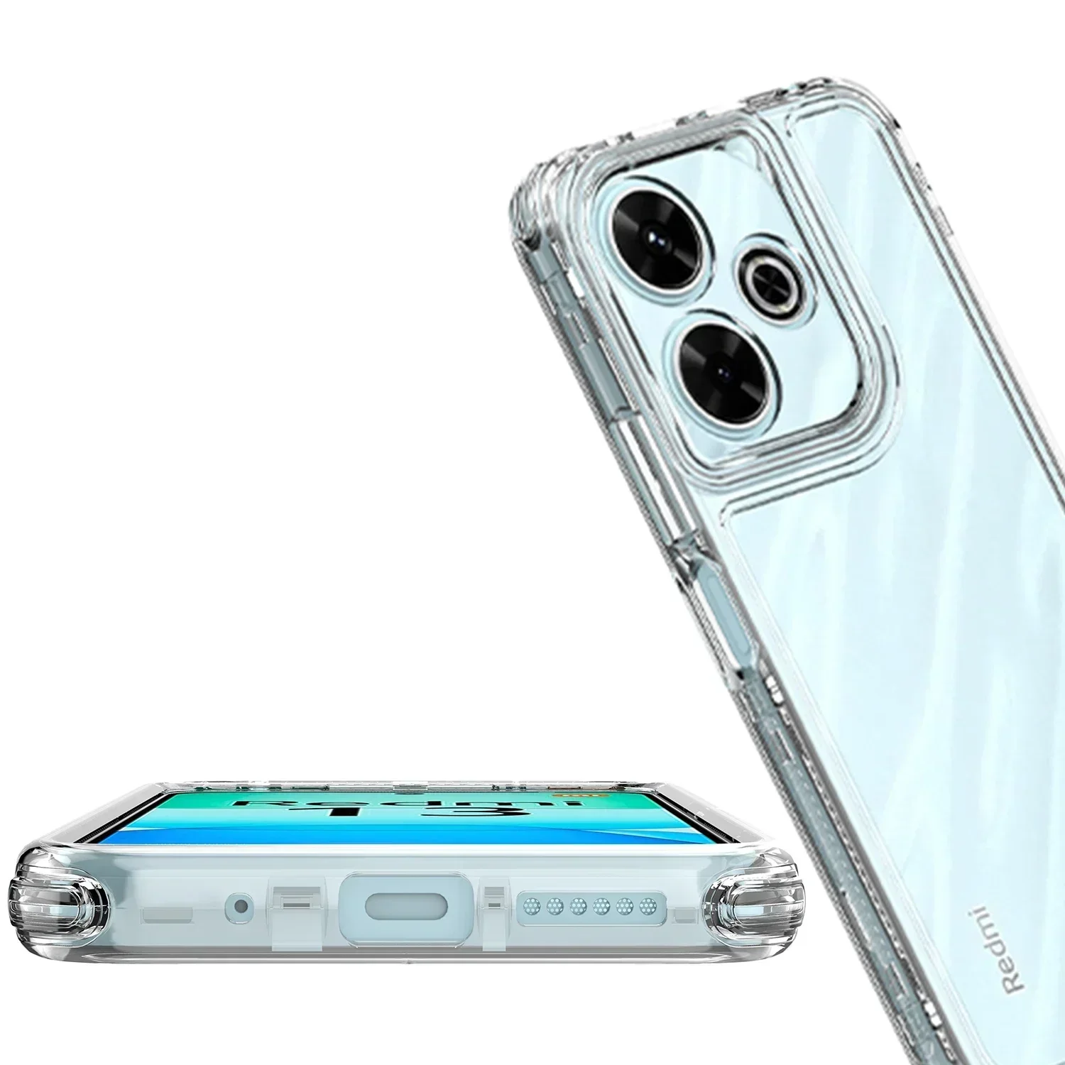 Rugged Armor Shockproof Transparent Phone Case with Hard Plastic TPU Frame