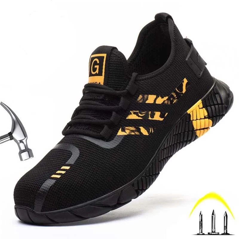 Safety Shoes Men Shoes Breathable Lightweight Man Work Shoes Non-Slip Anti-Piercing Steel Toe Work