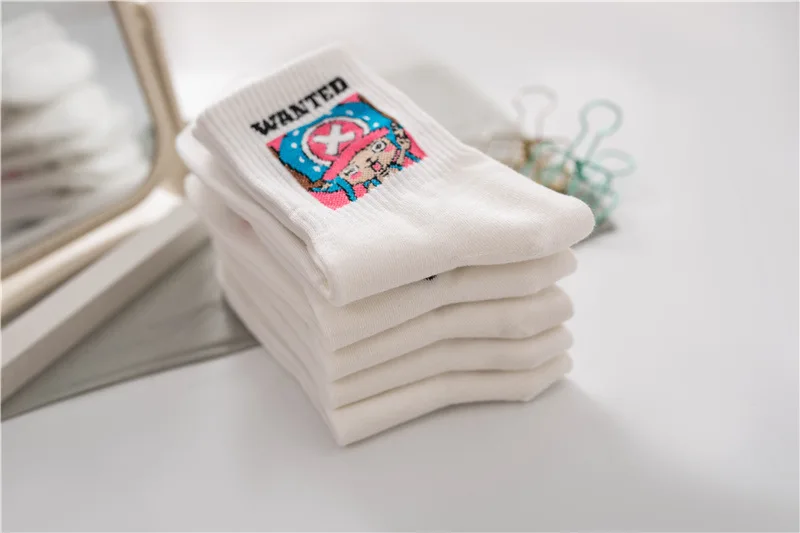 Anime Socks Anime Cartoon Tony Tony Chopper Cosplay Casual Outdoor Socks Funny Luffy Design Unisex Harajuku Cotton Skarpetki Gift