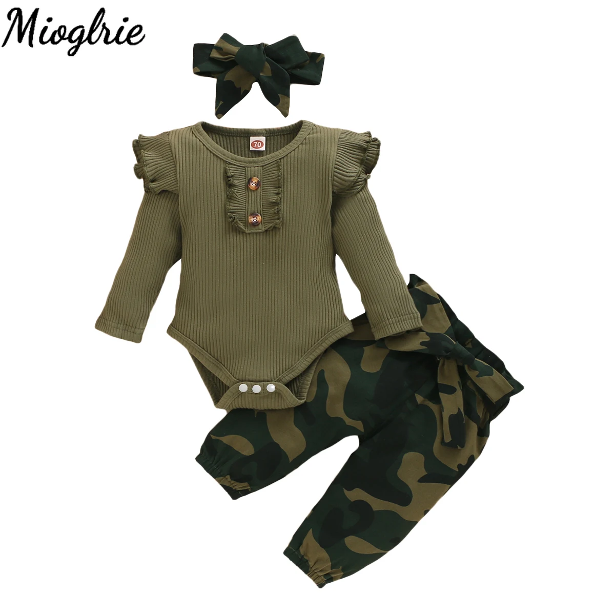 3PCS Baby Camo Romper & Pants Set 2