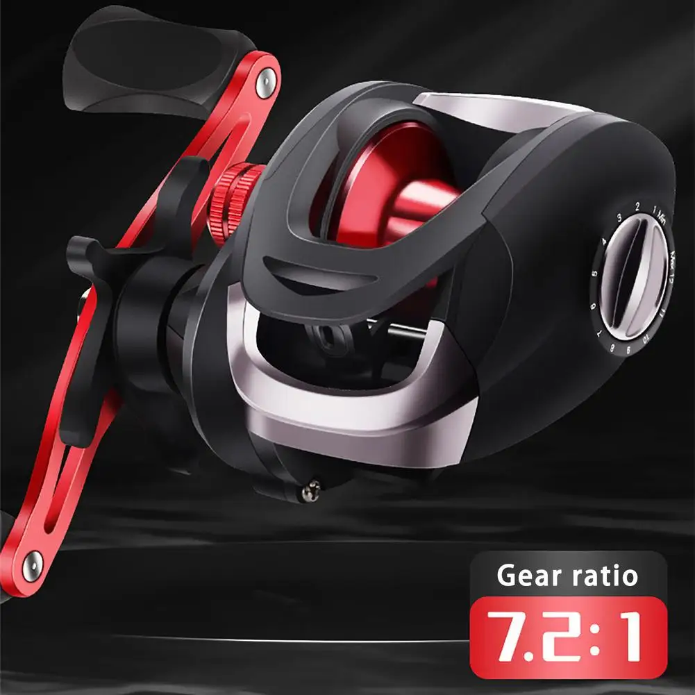 Lure Fishing Baitcasting Reel Gear Ratios 7.2:1 Max Drag 10Kg Long-Casting 12 Levels Magnetic Adjustment Fishing Reel
