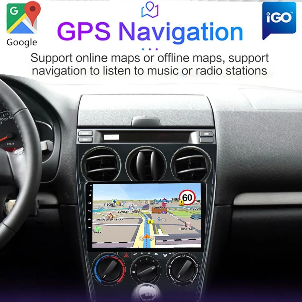 4G 2Din Android 13 For Mazda 6 2002 2003 2004 2005 2006 2007 2008 Multimedia Car DVD Player Navigation Radio Wireless carplay