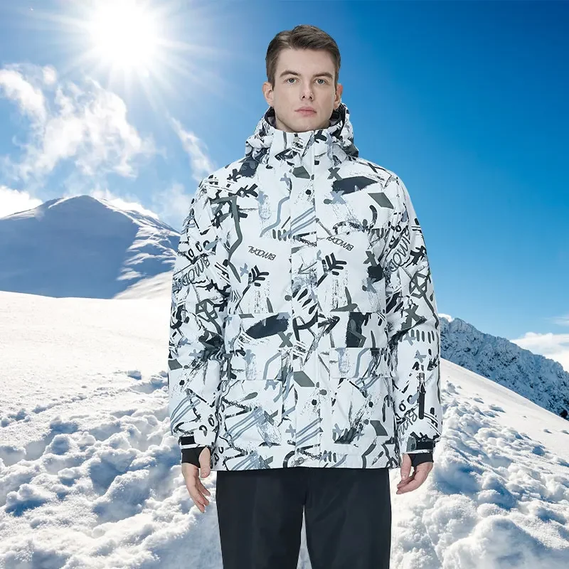 -30 Degree Ski Suit for Men Winter Windproof Waterproof Thick Warm Skiing Jacket and Snow Pants Set Outdoor Male Snowboard Wear