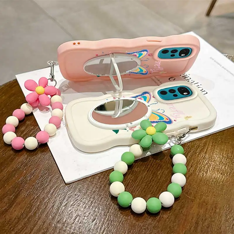 Cartoon Butterfly Phone Case Set: Includes Case, Lanyard, and Stand