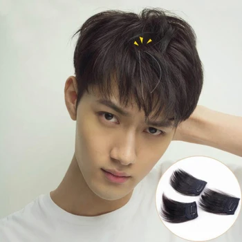 Parrucca nera mini alla moda, seta ad alta temperatura, clip-in, per capelli, estensione della parte superiore della testa, parrucca molto naturale per uomo e donna