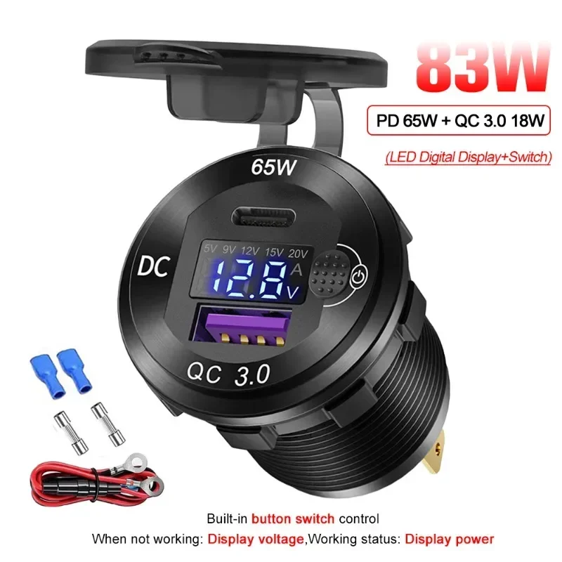 Doppia presa caricatore per auto USB 4,8 A, impermeabile, presa di corrente per auto, per veicoli 12V ~ 24V, auto, barca, motore | Leroy Merlin