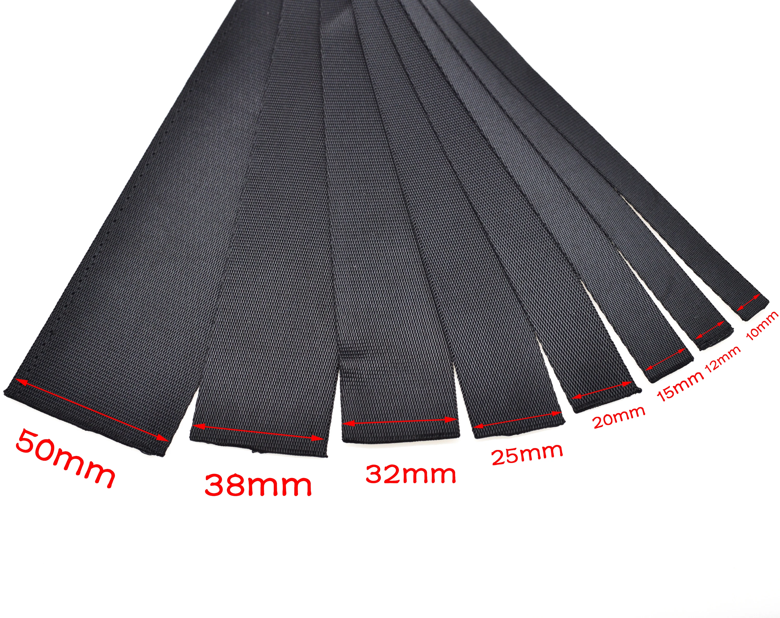 1 Yard Polyester faser Gurtband Band Band Band Hunde halsband Geschirr Outdoor Rucksack Tasche Teile schwarz – Detail 2