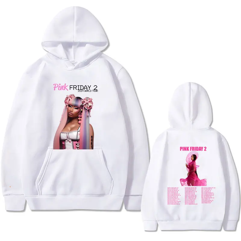 Rap Queeen Nicki Minaj Pink Friday 2 Album Print Hoodie Male Fashion Hip Hop Sweatshirt Men Women Vintage Oversized Streetwear