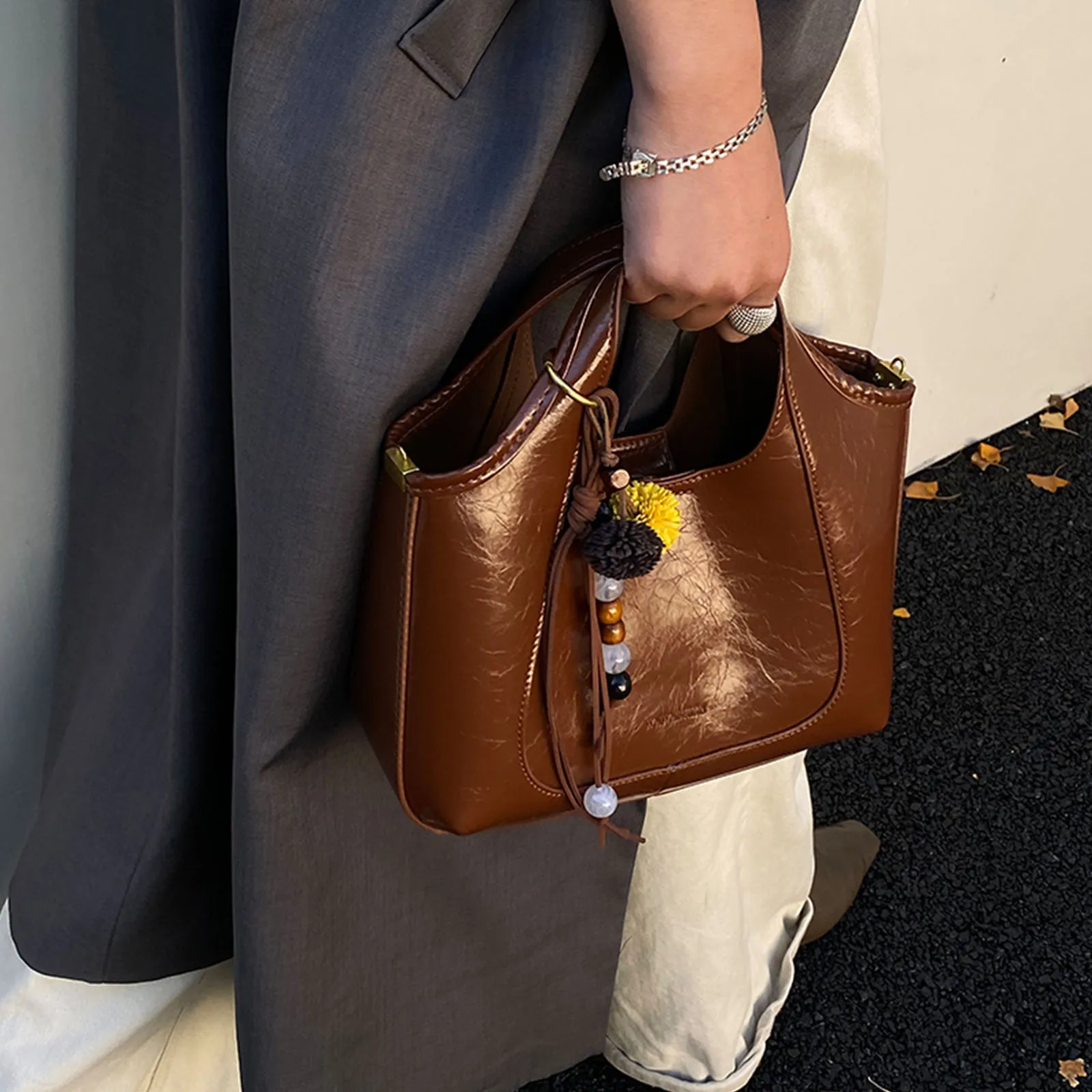 Women PU Shoulder Bag Large Capacity Tote Handbag Crossbody Bag for Travel Work