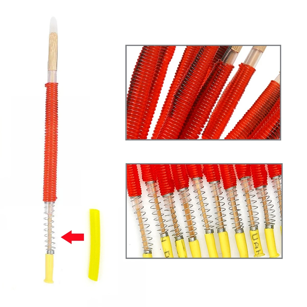 Insect Transfer Needle Push-Type Bamboo Core Plastic Queen Bee Larva Apiculture Retractable Grafting Pen Beekeeping Tool 10Pcs