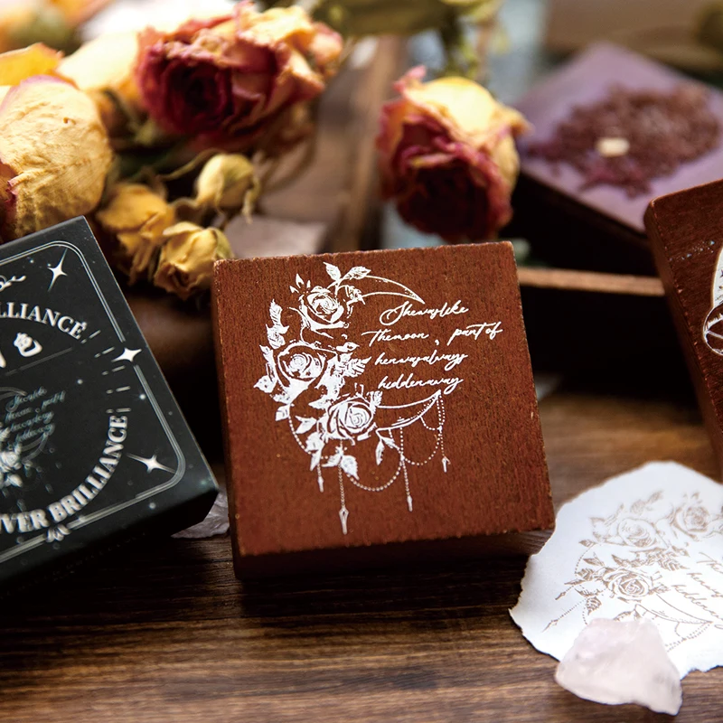 Yoofun Vintage Star River Wooden Stamp Creative Flower Retro Standard Stamp for Journal Scrapbooking Card Making DIY wooden stamps,alphabet stamps,decorative stamps
