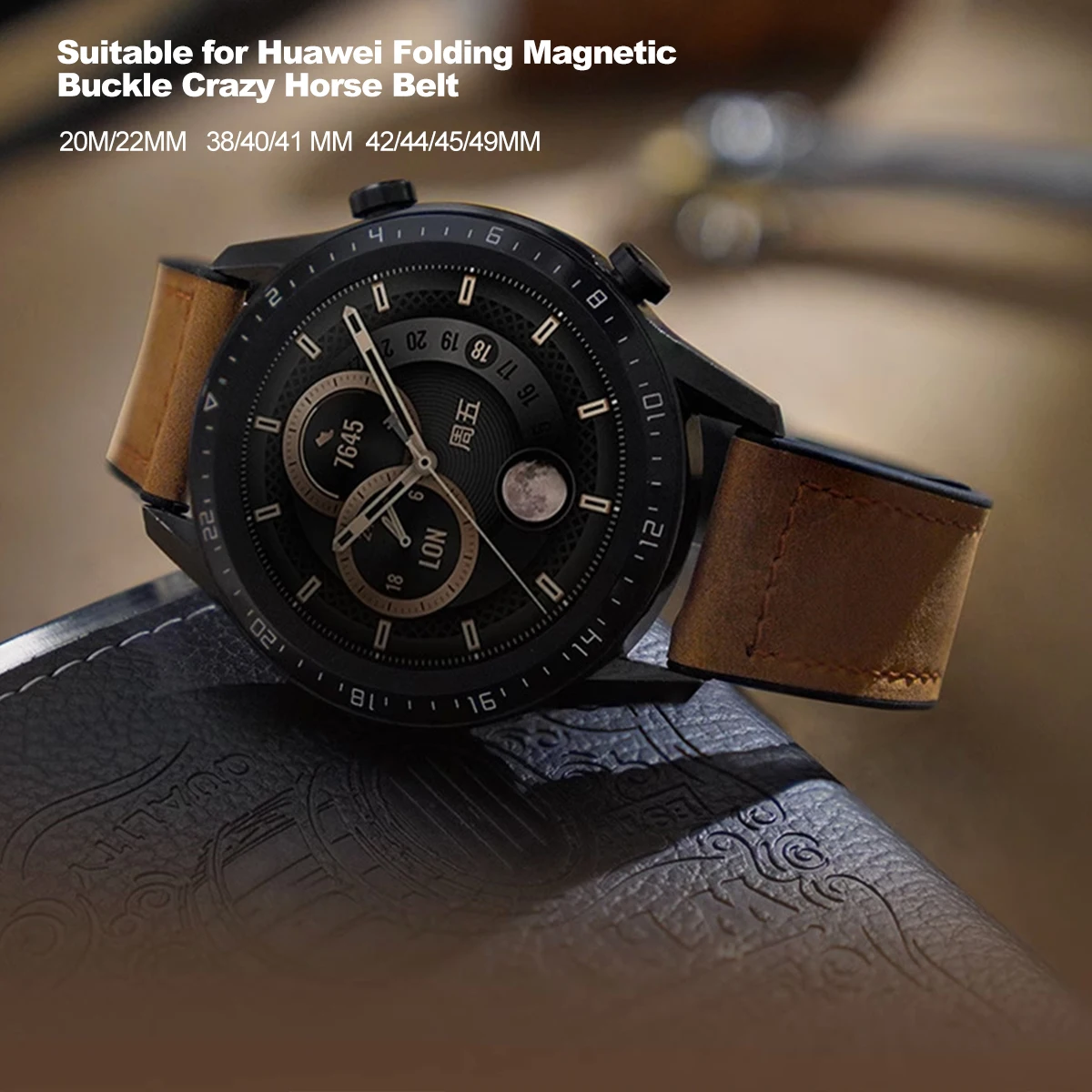 Premium Leather Silicone Magnetic Strap - Universal Moonwatch Replacement Band, 18mm/20mm/22mm