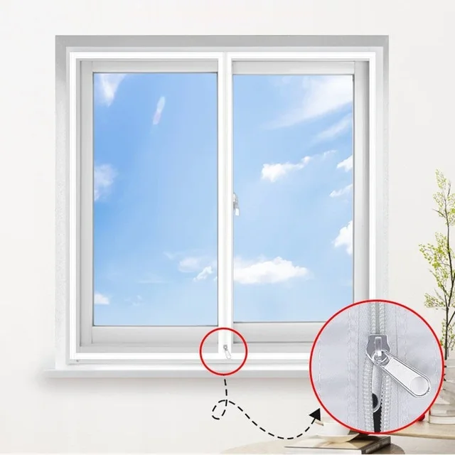 Film d'Isolation Thermique pour Fenêtre, Épaississement d'Hiver, Rideau d'NikChaud et Coupe-Vent avec Fermeture Éclair, Film de Verre Souple Transparent pour Fenêtre 5