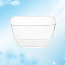 5pcs Disposable Salad Bowl Plastic Transparent Square Dessert Storage Bowl for Home Store Kitchen (70ml)