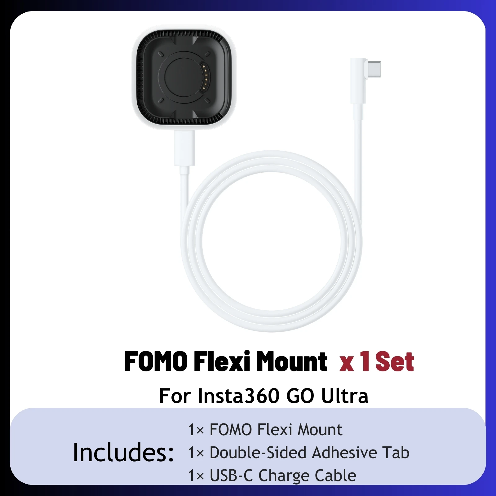 Insta360 GO Ultra FOMO Flexi Mount Manyetik Pogo-Pin Taban Desteği, Insta 360 GO Ultra Orijinal Aksesuarları için USB-C Kablosu ile