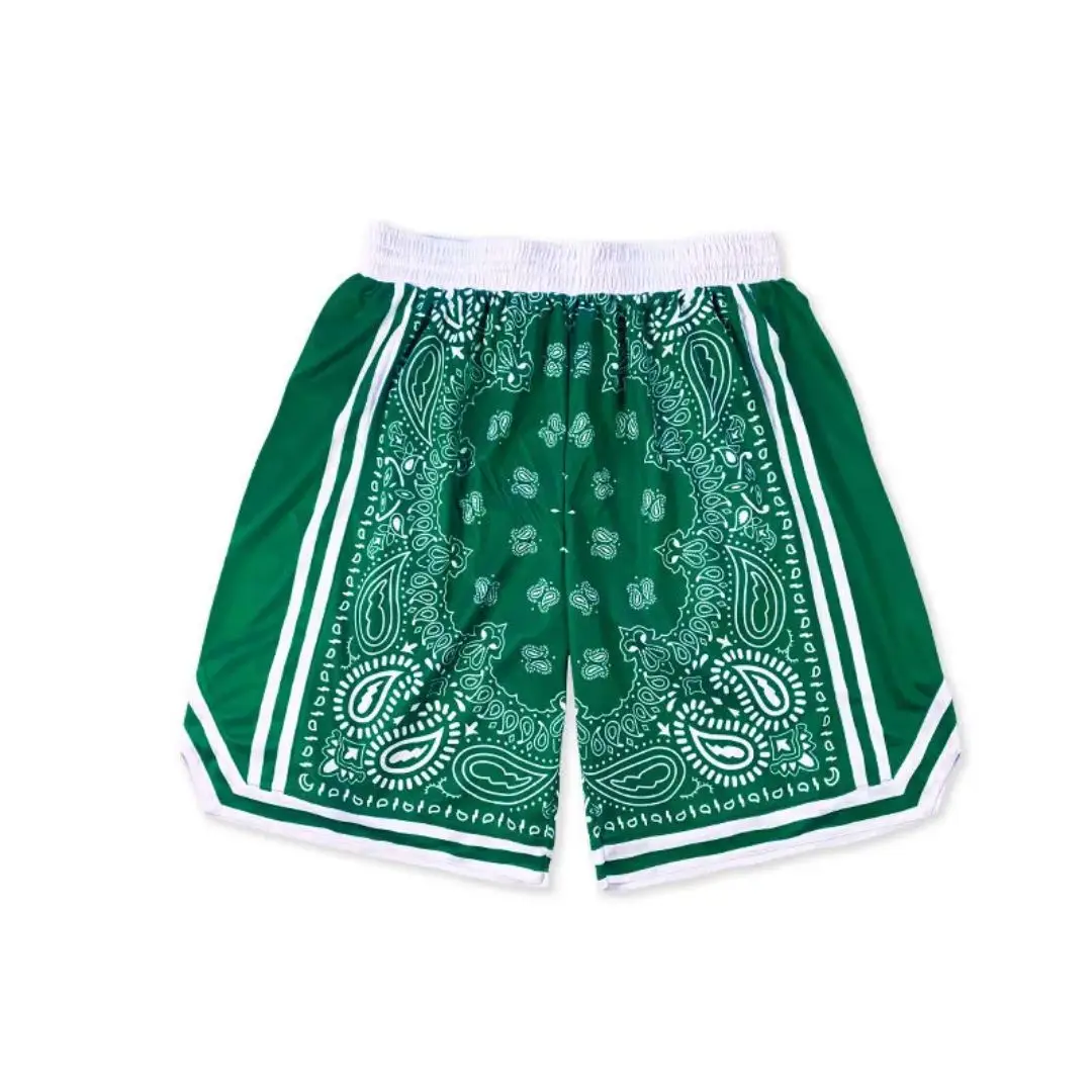 New Summer NBA star style cashew flower Mesh Short Classic Floral Printed Gym Shorts Men's Gym Basketball Sports Beach Shorts 4