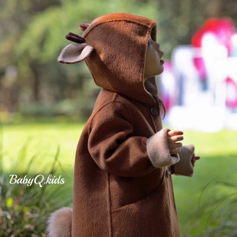 Handgemachte doppelseitige Wolle Kitz Mantel Wald Jungen und Mädchen Mantel Herbst und Winter Geschenke verdickte Weihnachts jacke – Detail 1