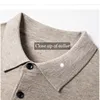 100% merino wool men's lapel pullover long sleeve POLO neck sweater loose top business casual knit bottoming shirt 3