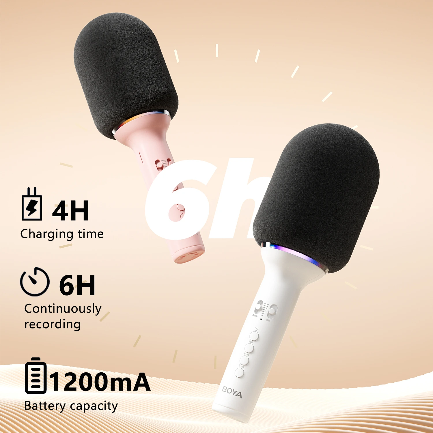 BOYA K11 블루투스 무선 노래방 마이크, 휴대용 노래 기계, 어린이 노래, KTV, 리버, 음성 체인저, 라이브 스트리밍