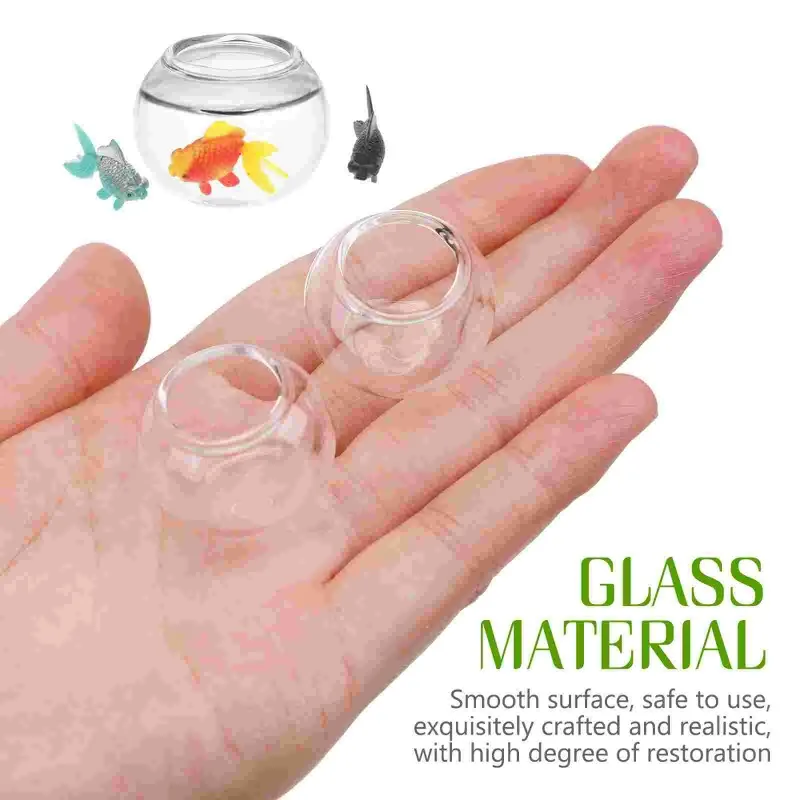 Miniature Decoration Playing House Fish Tank Simulation Goldfish Bowl Aquarium Decoration Fish Tank Accessories 2Pcs