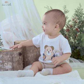 Dave Bella Tuta da neonato Pagliaccetto Manica corta Estate Baby Creeper Stampato Carino Vestiti di cotone Pagliaccetto casual DB2251574 1