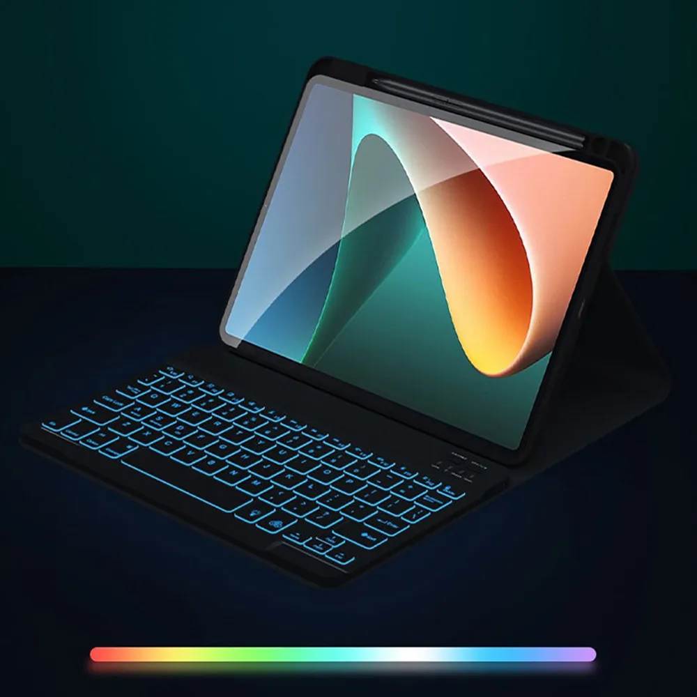 Mágico Teclado para Xiaomi Almofada Almofada Pro Bluetooth Teclado Capa com Led Retroiluminado sem Fio Árabe Russo Espanhol Teclado Case - Imagem 6
