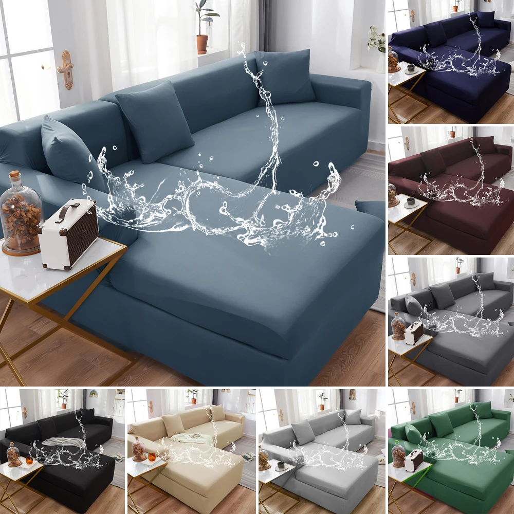 Elastic Waterproof Sofa Cover Dustproof Solid Color 1/2/3/4seater