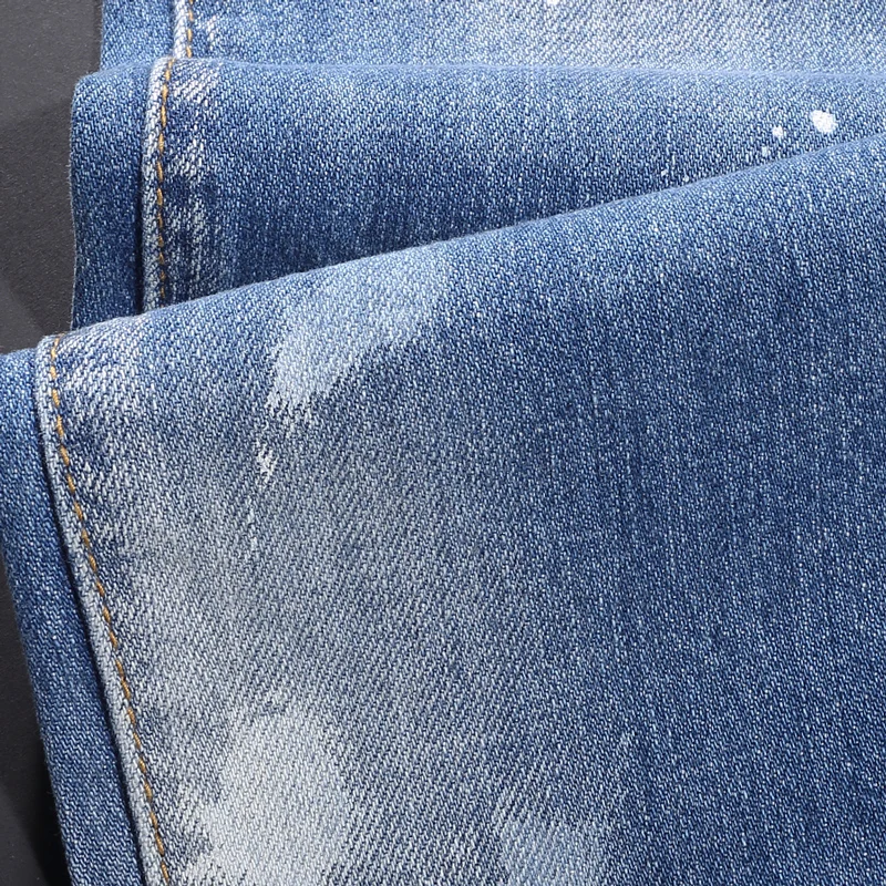 Street Fashion Men Jeans High Quality RetroBlue Stretch Slim Fit Ripped Jeans Men Painted Designer Hip Hop Brand Pants