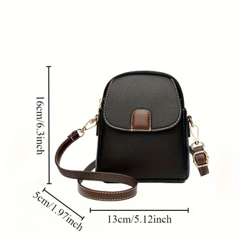 حقيبة كتف كروس عصرية للنساء، لون خالص، متوفرة باللون الأحمر والأسود والكاكي والأخضر وبطانة من البوليستر 3