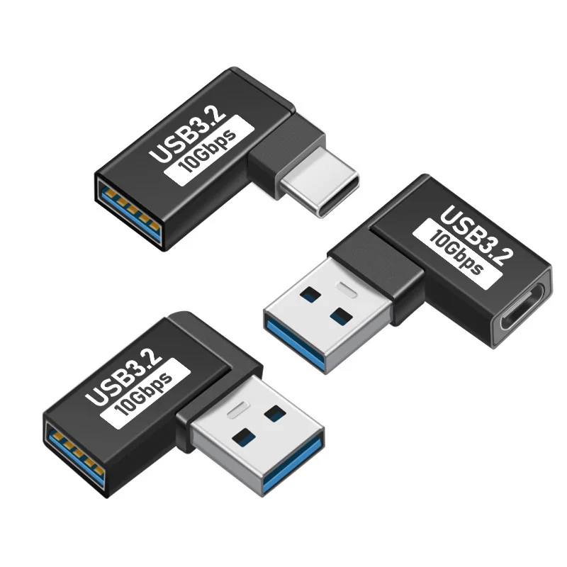 90도 유형 C USB 3.0 여성 데이터 OTG 변환기 USB 여성 USB 남성 10Gbps 고속 데이터 어댑터 변환기 충전 어댑터