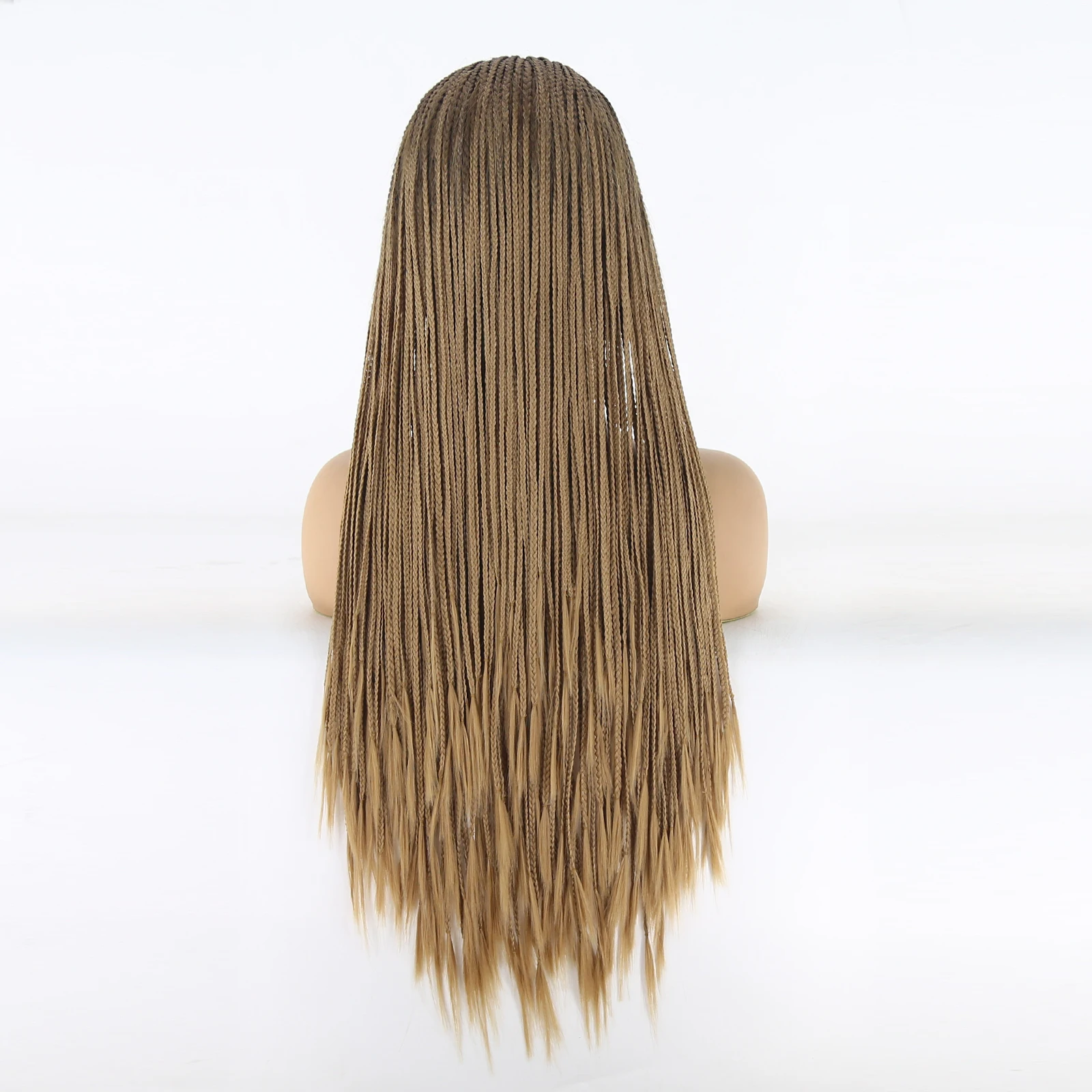 Thiswig Micro Braided Wigs for Black Women 2Tone Brown Ombre Honey Blonde African American Box Braided Synthetic Lace Front Wig