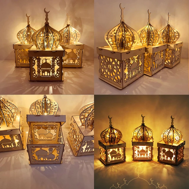 Adornos de Ramadán Kareem de madera, Decoración de mesa Eid Mubarak,  colgante islámico musulmán, suministros de fiesta Eid Al Adha, 2023