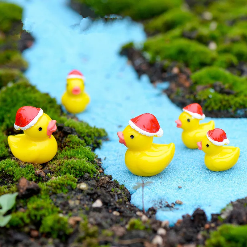 Mini Christmas Ducks  Mini Resin Ducks with Santa Hats