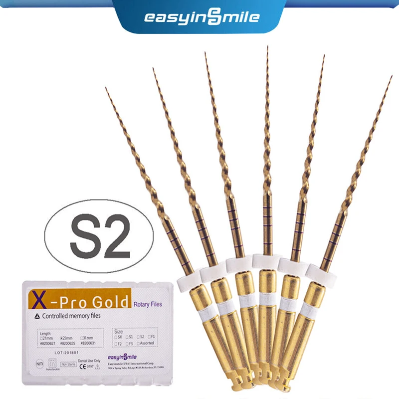 6 teile/paket Easyinsmile Dental Endo Gold Dateien X-Pro Große NITI Kegel Rotary Endodontie Datei SX S1 F1 F2 F3 21MM 25MM 31MM – Detail 9