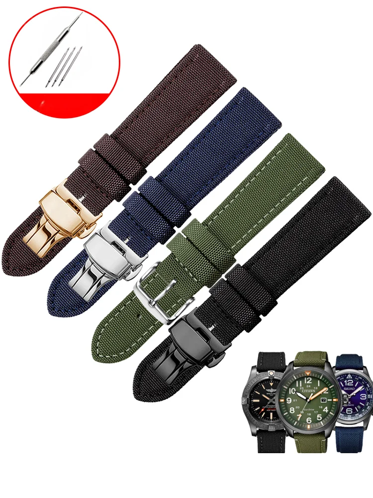 Per Tissot Longines Seiko Citizen Nylon Watch Uomo Donna Casio Omega Sports 20 22Mm Comodi Cinturini Con Fibbia A Farfalla