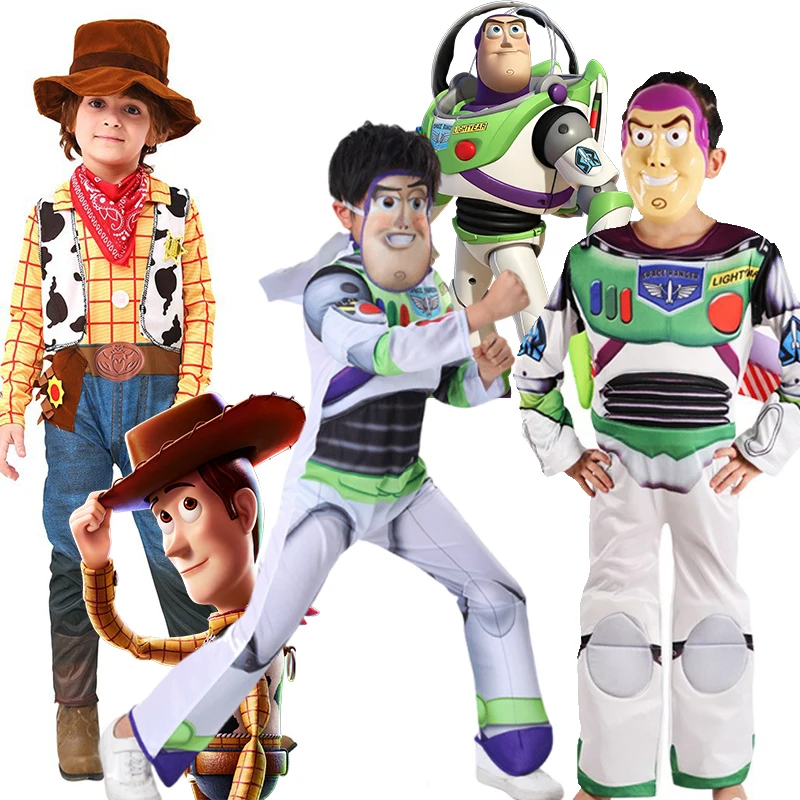 Toy Story Kostüme Woody Buzz Lightyear Anime-Charakterkleidung Halloween-Party-Outfits für Jungen Mädchen Spielzeug-Charakter-Performance