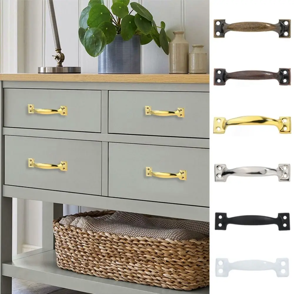 Hardware Accessory Furniture Pull With Bow-Shaped Garages Sheds Drawers Handle Iron Black Silver Barn Door Knob
