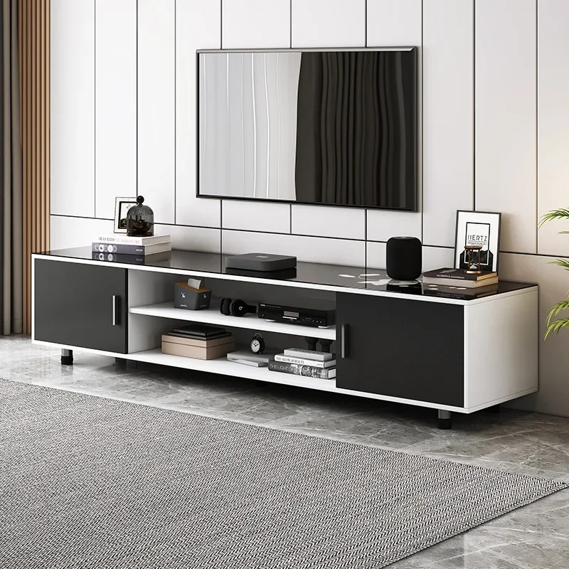 

Modern Living Room TV Unit Cabinet Flat Black Fashion Storage Television Stands Floor TV Soggiorno Home Furniture MQ50DS